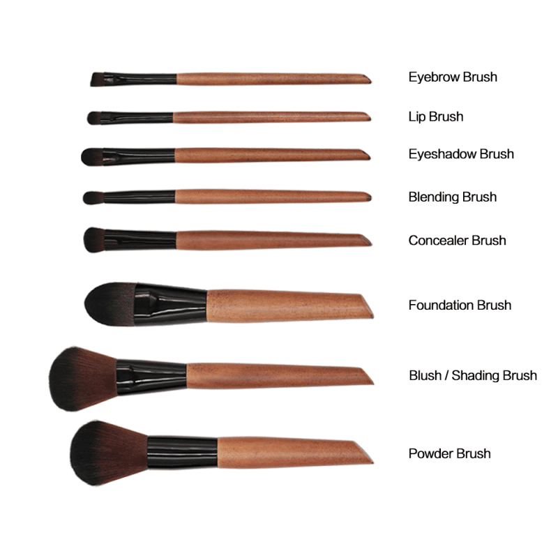 Wholesale Makeup Brush Private Label 8pcs Faceeye Soft Dense Synthetic Hair Wood Handle Makeup Brushes Set (3)